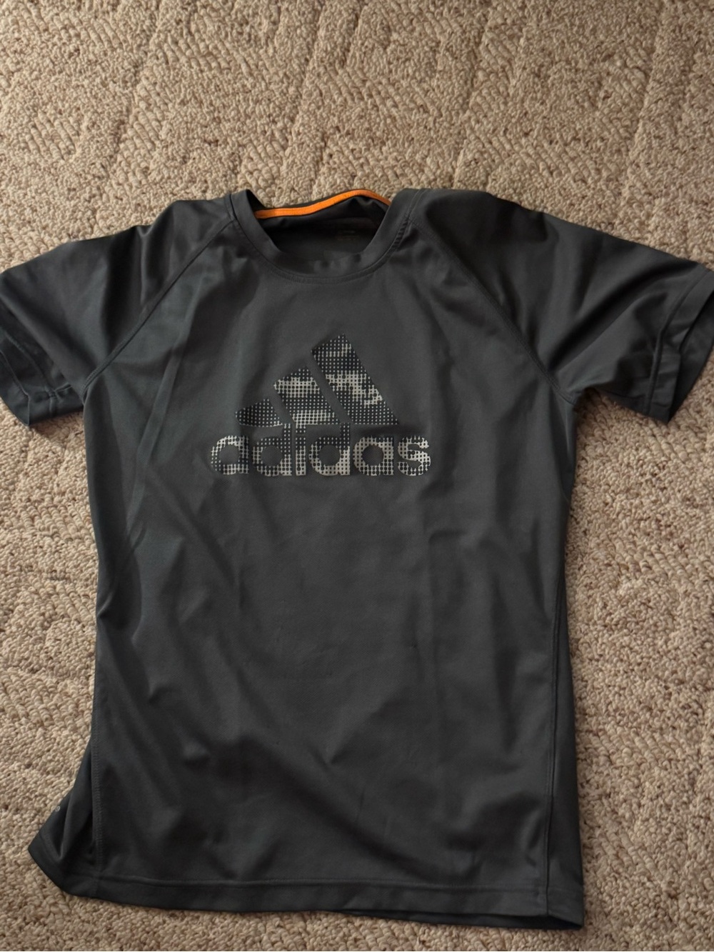adidas Black Athletic Logo Tee with Subtle Orange Trim